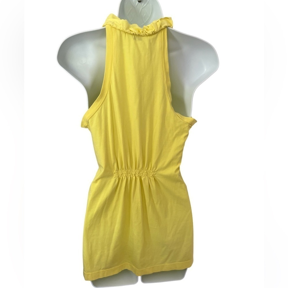Theory yellow sleeveless ruffle trim cotton blend v-neck top size medium - Picture 3 of 5